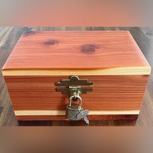 Solid Wood Cedar Keepsake Lock Box with Key